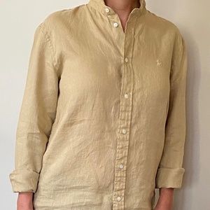 Ralph Lauren Linen Oxford Button-Up - EUC - Light Tan